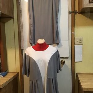 Temu 4xl women’s Gray and White Skirt set with 9’ slit